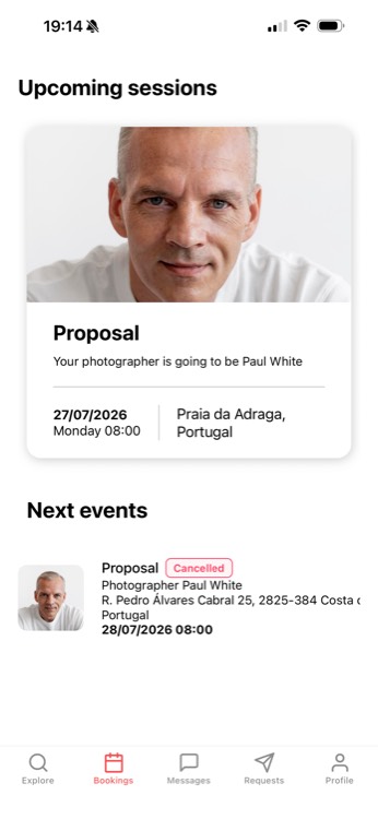 Bookings list