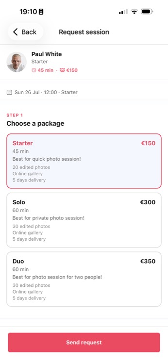 Create session request